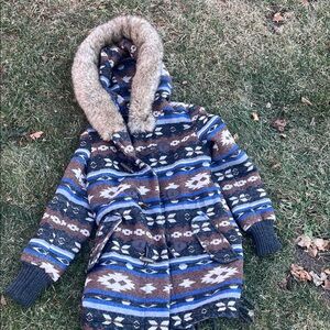 Buffalo David Bitton Patterned Puffer Jacket with Faux Fur Hood